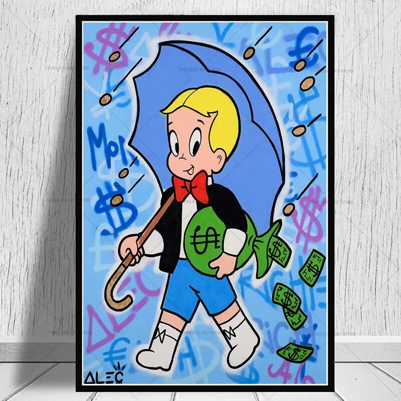 Alec Monopoly Graffiti Money Street Art Canvas Print, Modern Wall Decor ...
