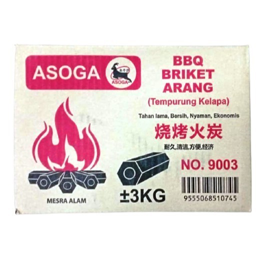 Asoga 3kg+/- Charcoal Briquette Original Coconut Shell Bbq Briket Arang ...