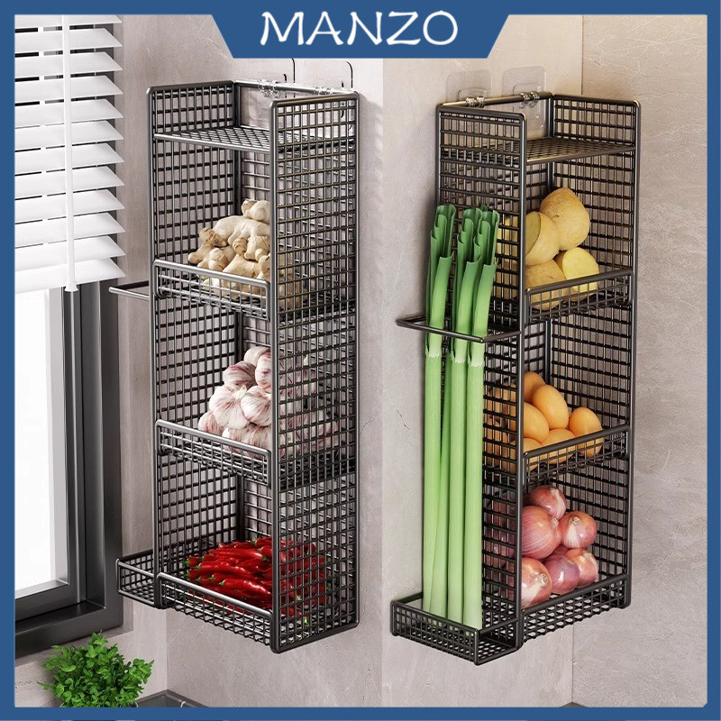Kitchen Onion Ginger Garlic Storage Rack Wall Mounted Vegetable Shelf ...