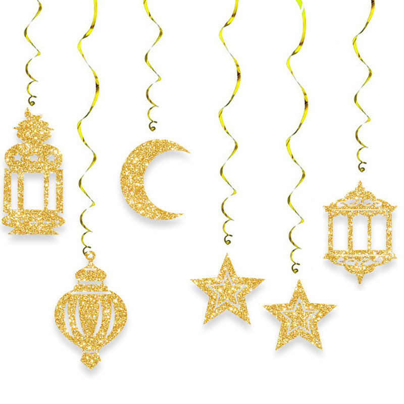 EID Mubarak Swirl Banner Star Moon Ceiling Hanging Ornament Ramadan ...