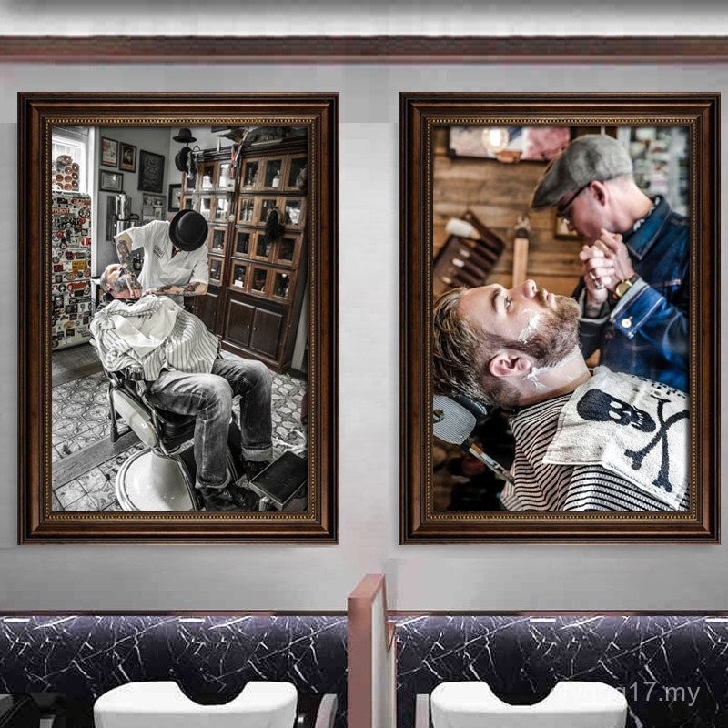 Kedai Gunting Rambut Pompadour Vintage Lelaki Lukisan Hiasan Latar ...