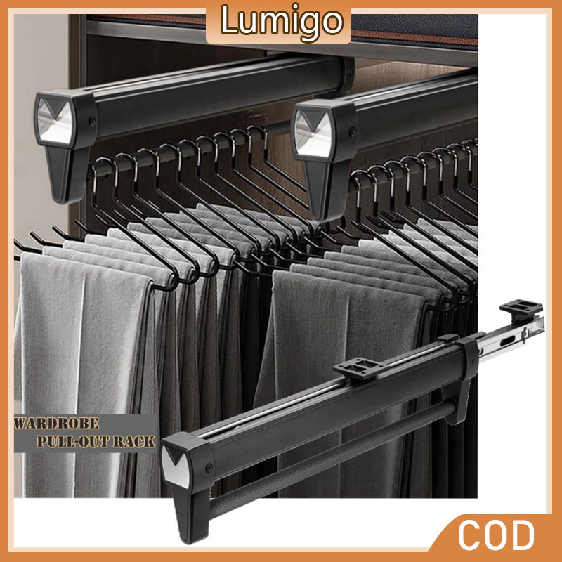 Retractable Wardrobe Rail Clothes Hanger Towel Coat Rack Closet Cabinet ...