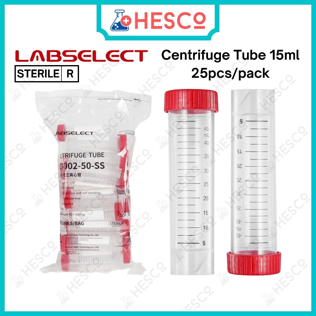 LABSELECT Centrifuge Tube 50ml Self-Stand – 25pcs, Sterile, Screw Cap ...
