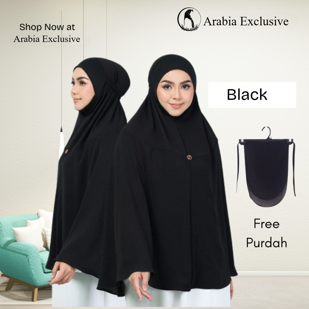 Tudung Maleeka Mini Telekung- - Cey crepe - Bidang 60 - Size XL ...