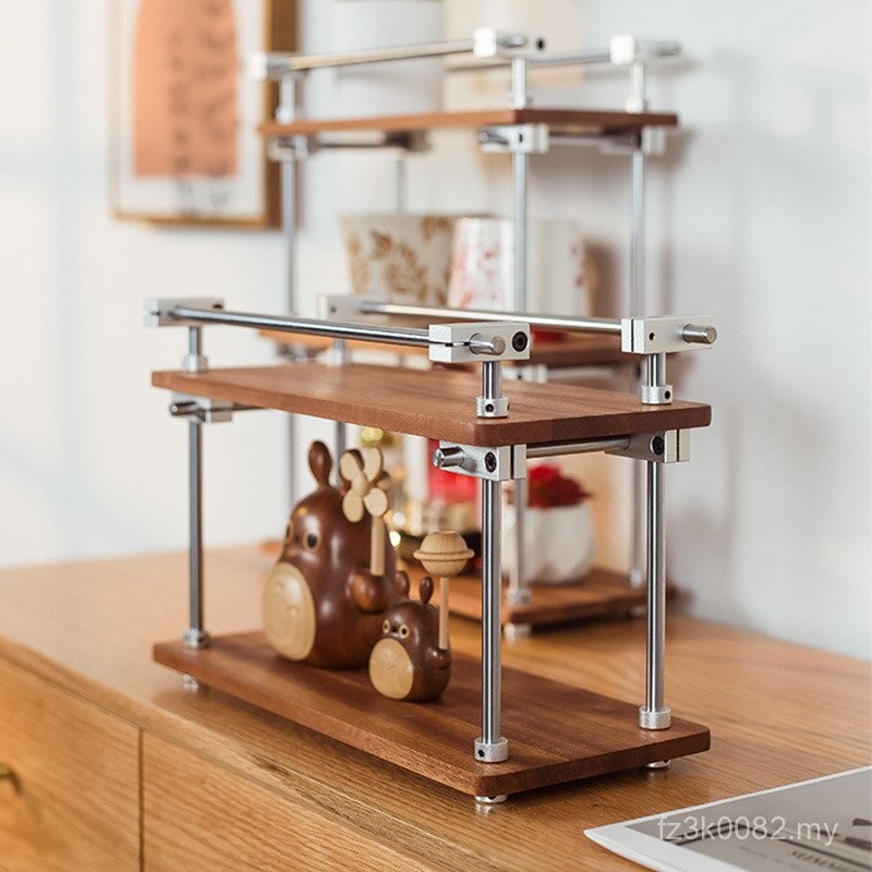 Solid Wood Black Walnut Retro Storage Rack Shelf Display Rack ...