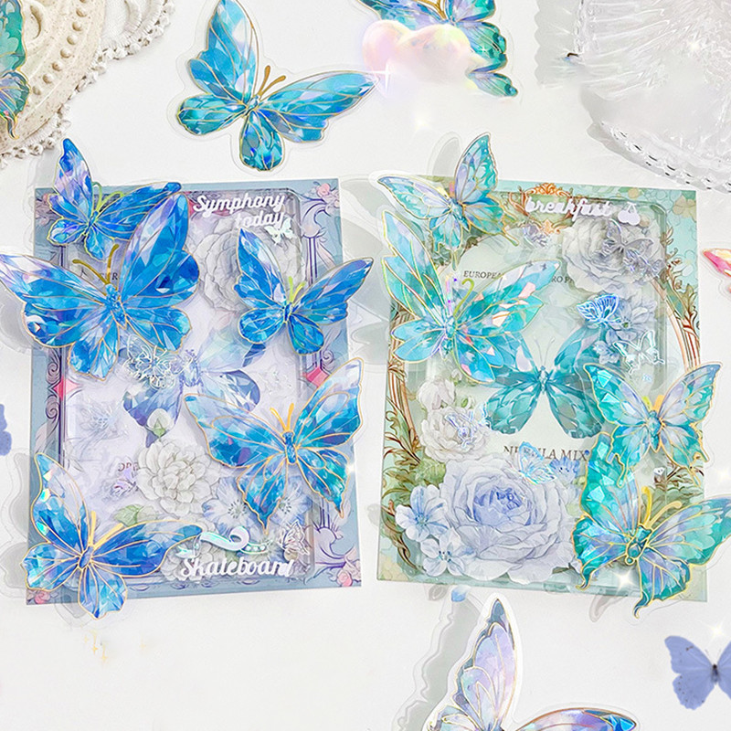 20 Pcs Beautiful Laser Shiny Holographic Butterfly Stickers Scrapbook ...
