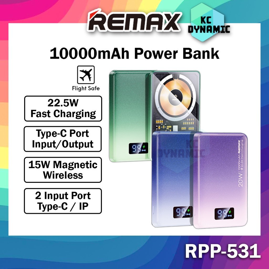 Remax RPP-531 10000mAh Powerbank Magnetic Wireless Power Bank 22.5W ...