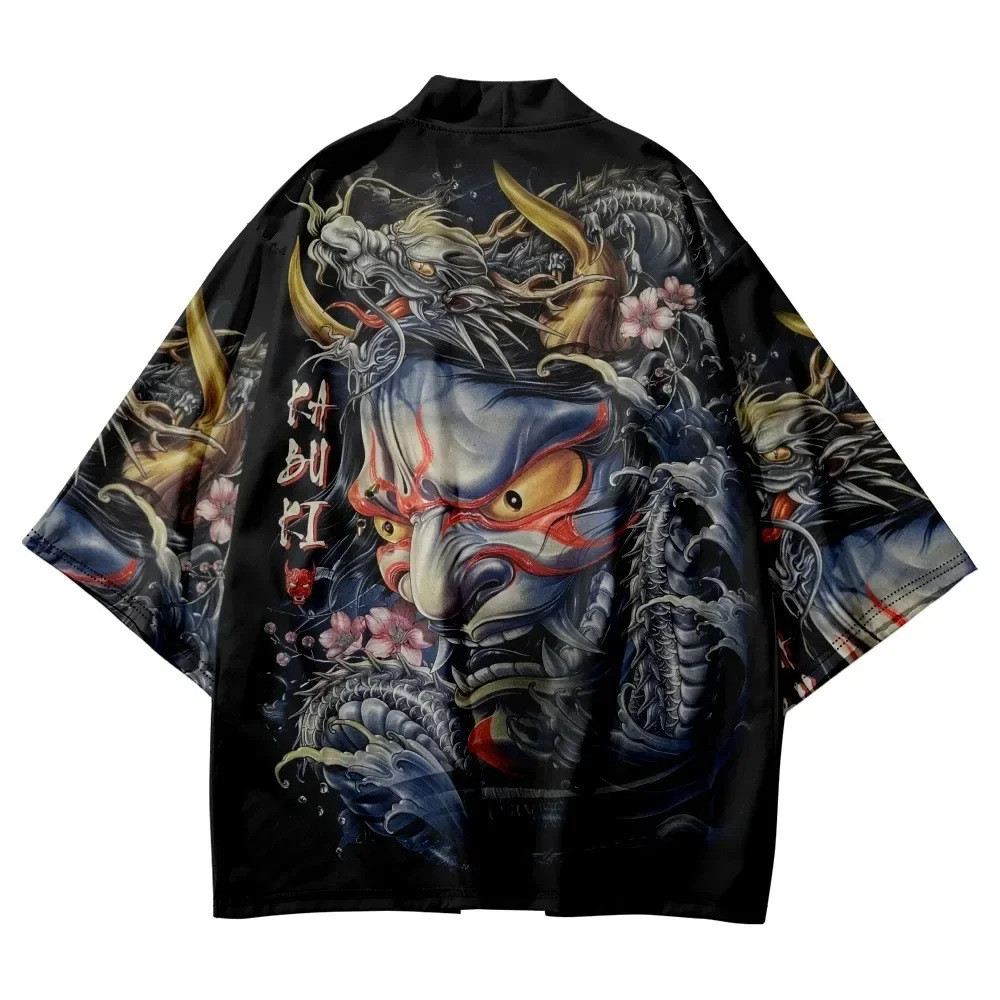 Traditional Samurai Kimono Men Japanese Anime Dragon 3D Printed Haori ...