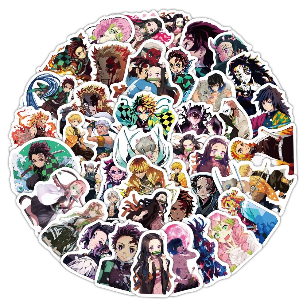 New 60 Pieces Demon Slayer Style A Sticker Set - Anime Samurai Decor ...