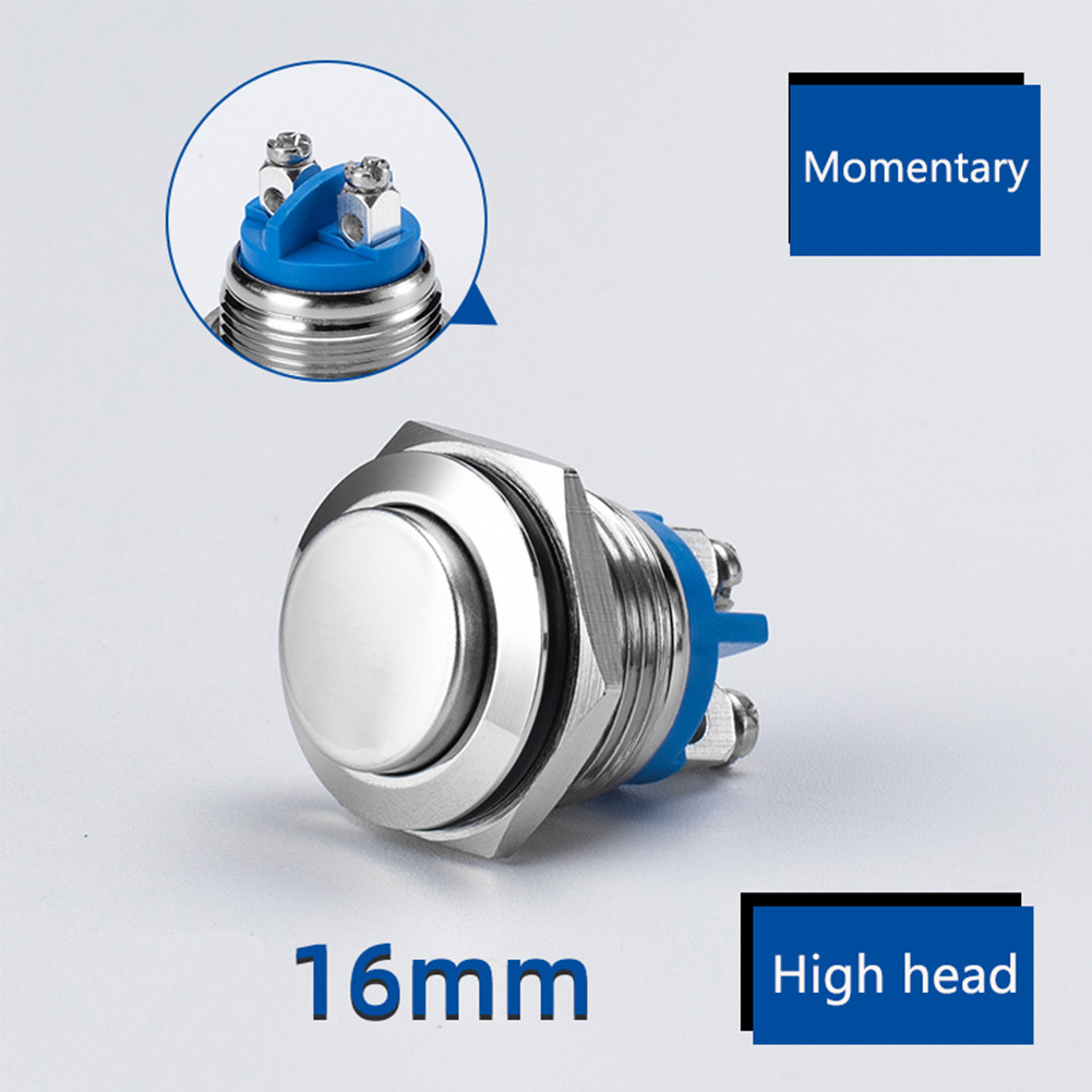 1pcs New 16mm 2A/36V Led Light Momentary Horn Metal Button Switch Push ...