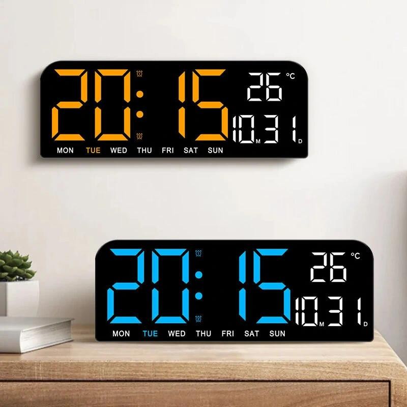 9 Inch Large Digital Wall Clock Temperature Date Week Timing Countdown ...