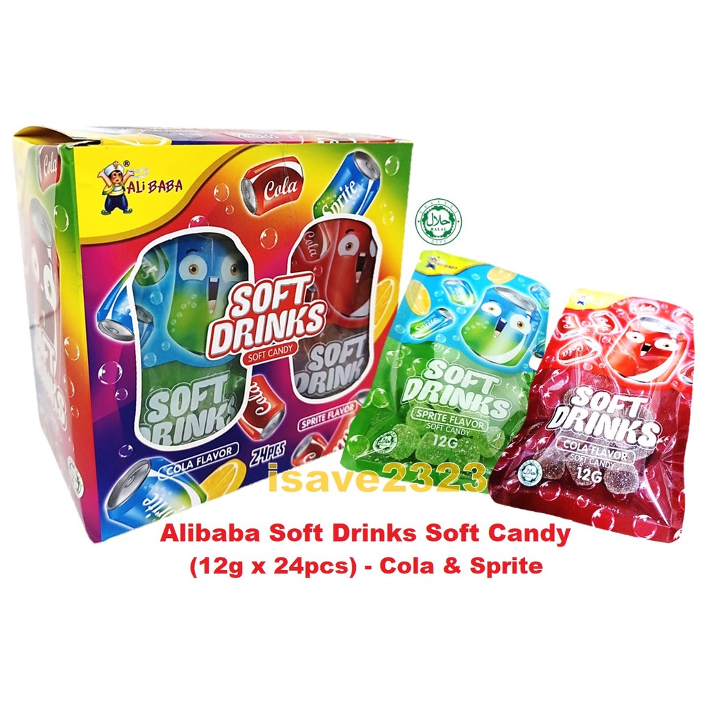 [HALAL] Alibaba Soft Drinks Soft Candy (12g x 24pcs) - Cola & Sprite ...