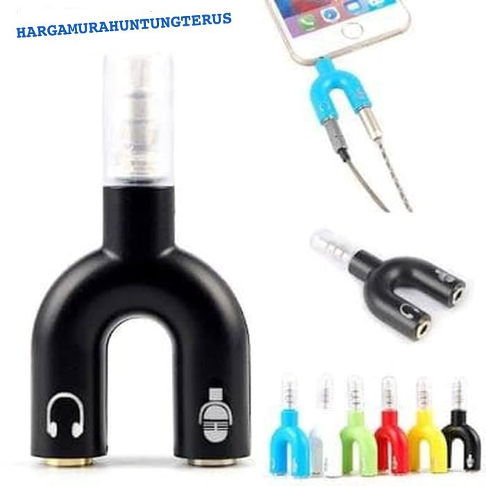 [ MODEL U ] Audio Splitter Jack 3.5mm to dual female U Shape 2in1 ...