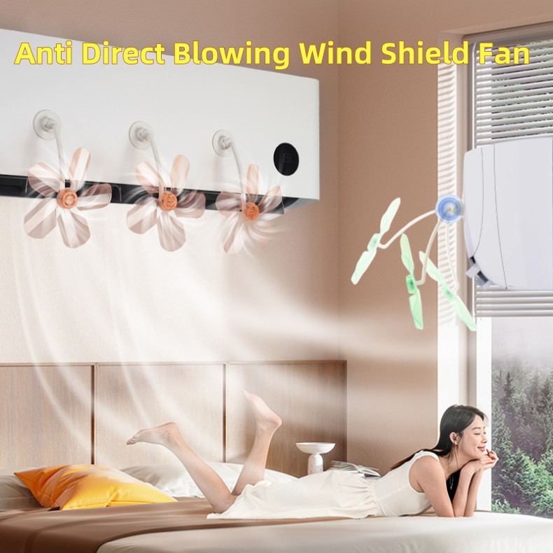 New Upgrade 3PCS Anti Direct Blowing Wind Shield Fan Adjustable Air ...