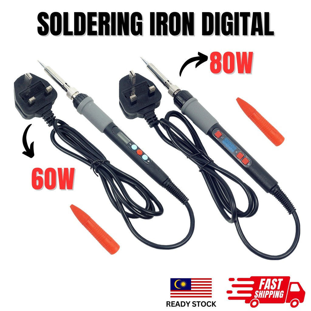 60W 80W Soldering Iron LCD Digital Adjustable Temperature Replaceable ...