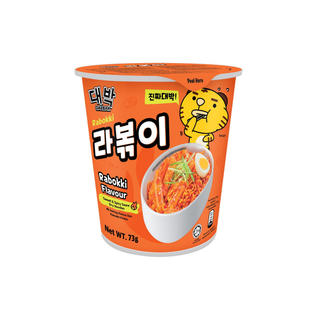 DAEBAK Rabokki Seaweed Kimchi Mushroom Seafood Flavour Instant Noodles ...