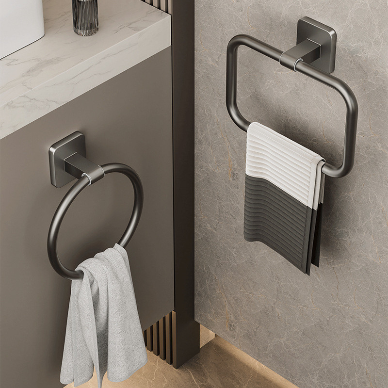 Bathroom punch-free wall-mounted towel storage rack strong self ...