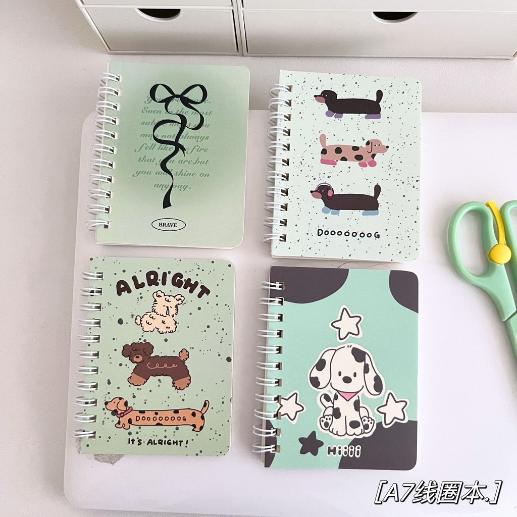 【ready stock】卡通线圈本 小狗 便携口袋本 A7 笔记本 侧翻小本子 学生 创意 留言记事本Cartoon Cartoon ...