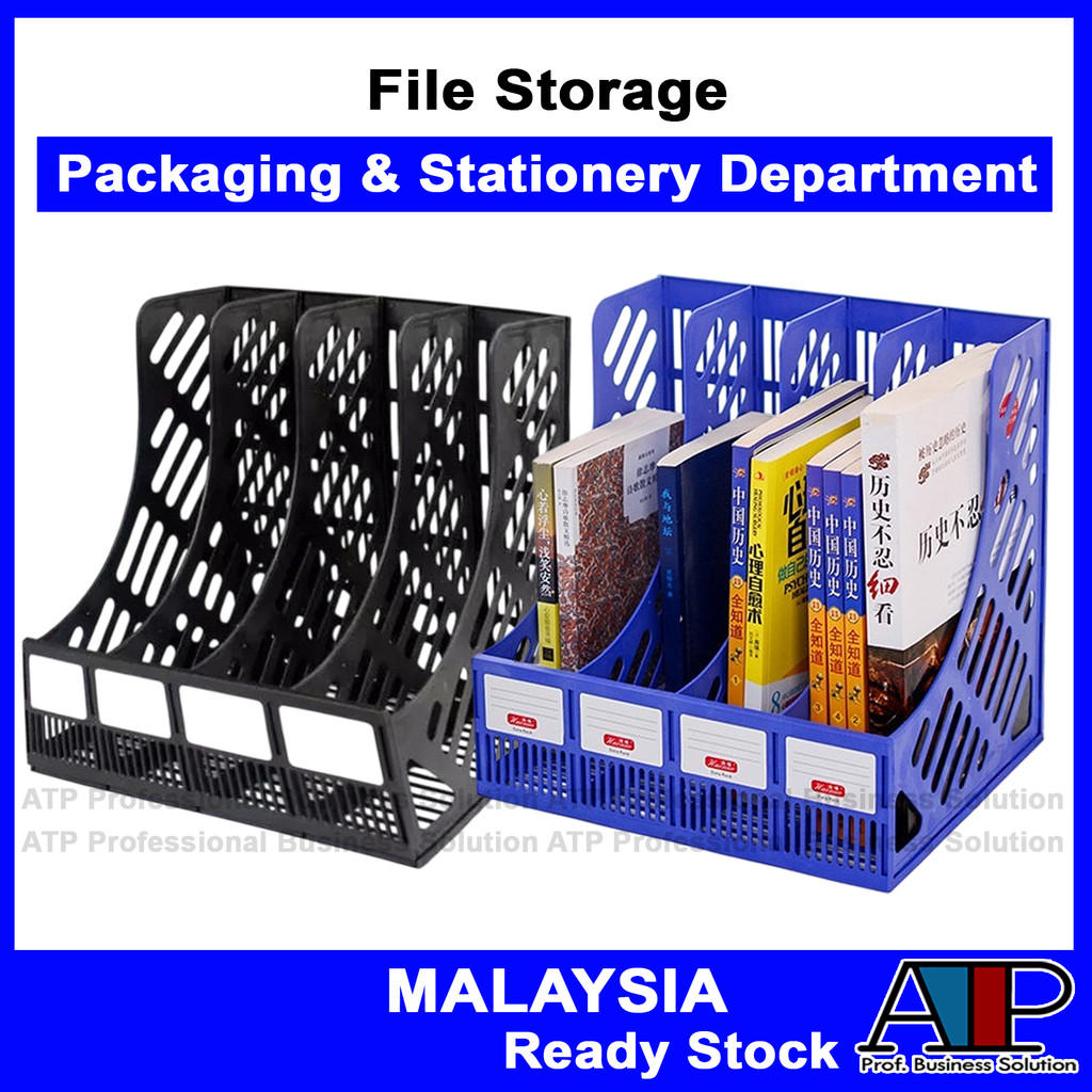 Stationery📐Pemegang Fail & Majalah 4 Sections Magazine File Stand ...