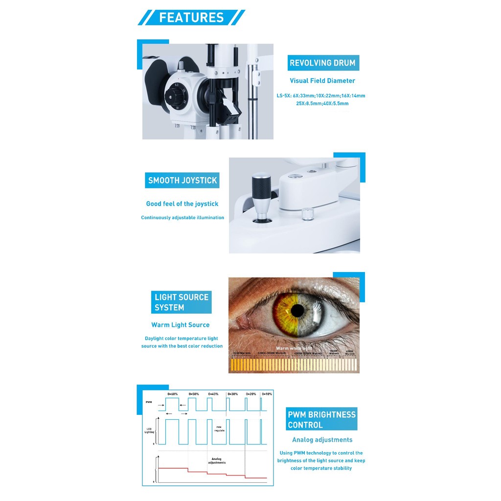 Five Magnifications Ophthalmology Slit Lamp Optometry Microscope with ...