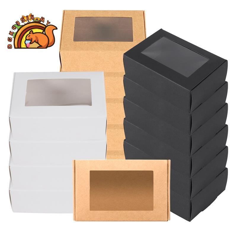 30 Pcs Mini Kraft Paper Box with Window Present Packaging Box Treat Box ...