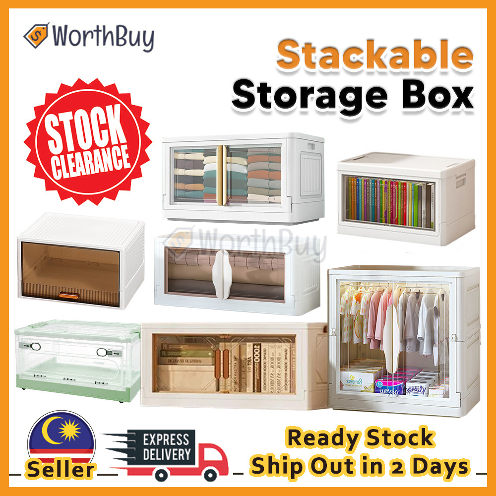 [Clearance] Worthbuy 1 Tier Stackable Storage Box Clothes Plastic ...