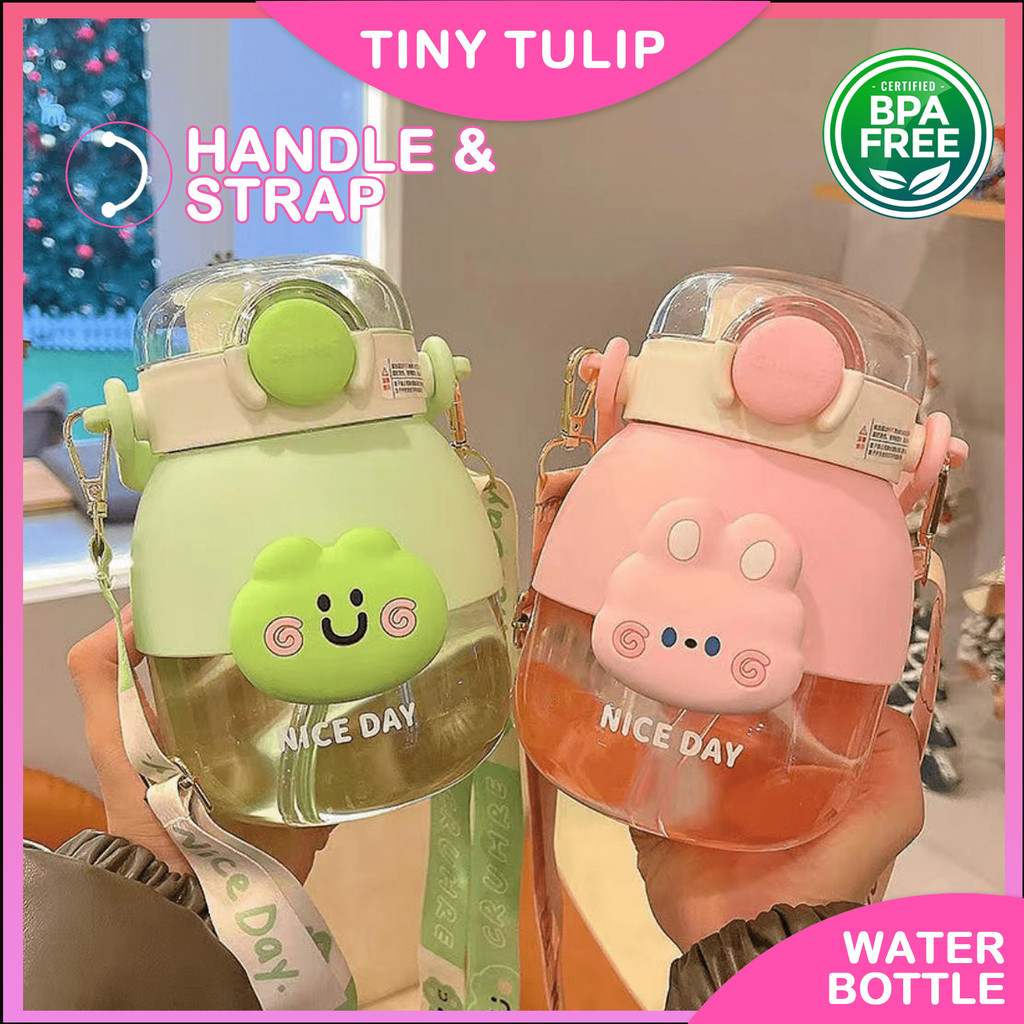 TINY TULIP 1000ML Cute Water Bottle Big With Handle Summer Portable ...