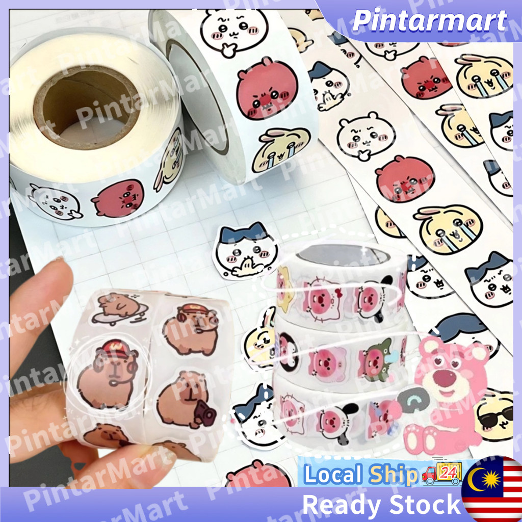 500pcs/Roll Chiikawa Loppy Kuromi Capybara Chiikawa Sealing Sticker ...