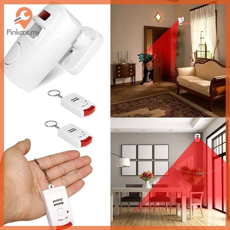Pinkcat Wireless Pir Motion Sensor Alarm + 2 Remote Controls Shed Home ...