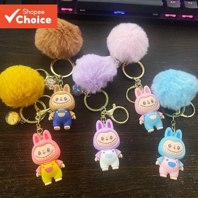 1pcs Cartoon Fur Ball labubu Little Sheep Keychain Plush Doll labubu ...