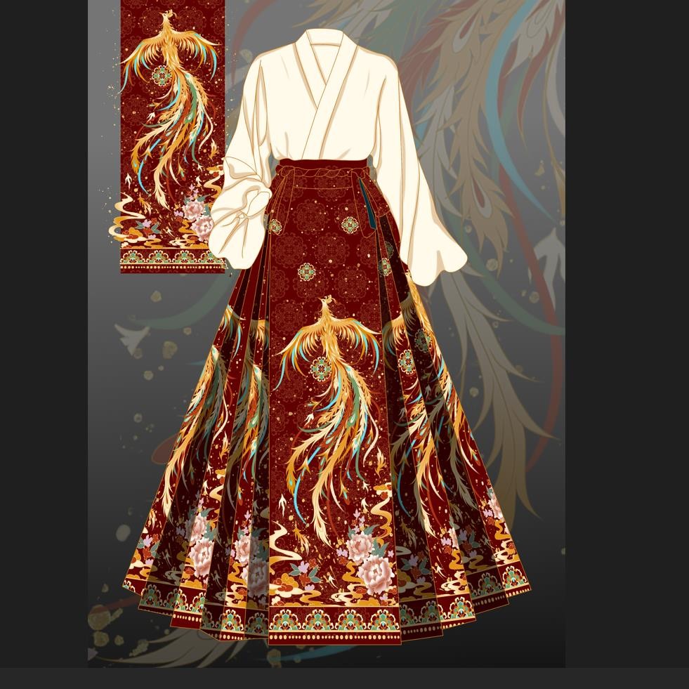 Hanfu Adult Phoenix New Chinese Style Horse Face Skirt Classical ...