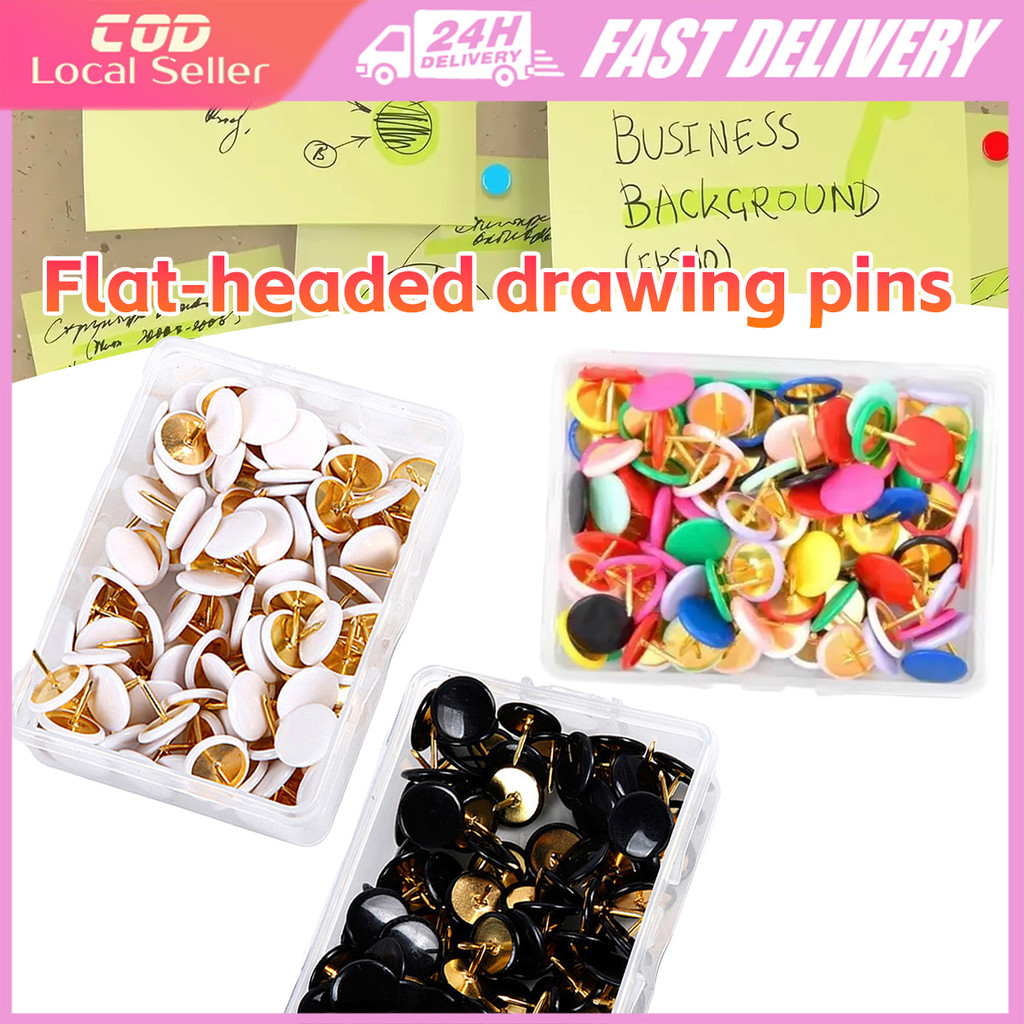 100Pcs Round Push Pins Colorful Drawing Pins Pushpin Thumbtack Cork ...