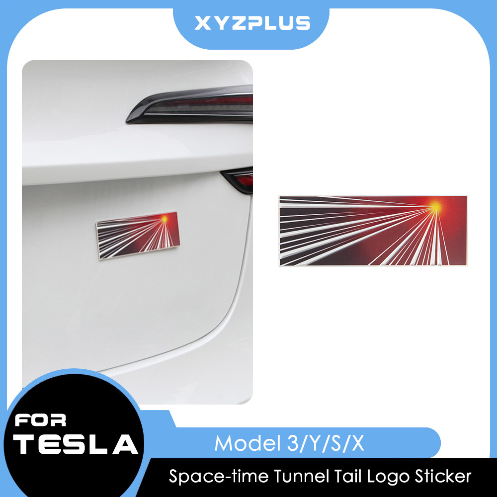 For Tesla Model 3 X Y S Space-time Tunnel Tail Logo Sticker PLAID ...