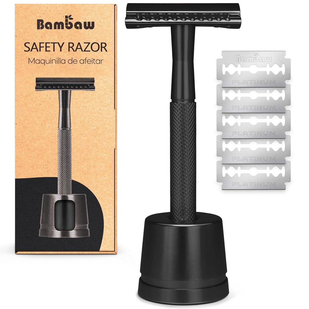 Bambaw Double Edge Safety Razor with 5 Safety Razor Blades, Single ...