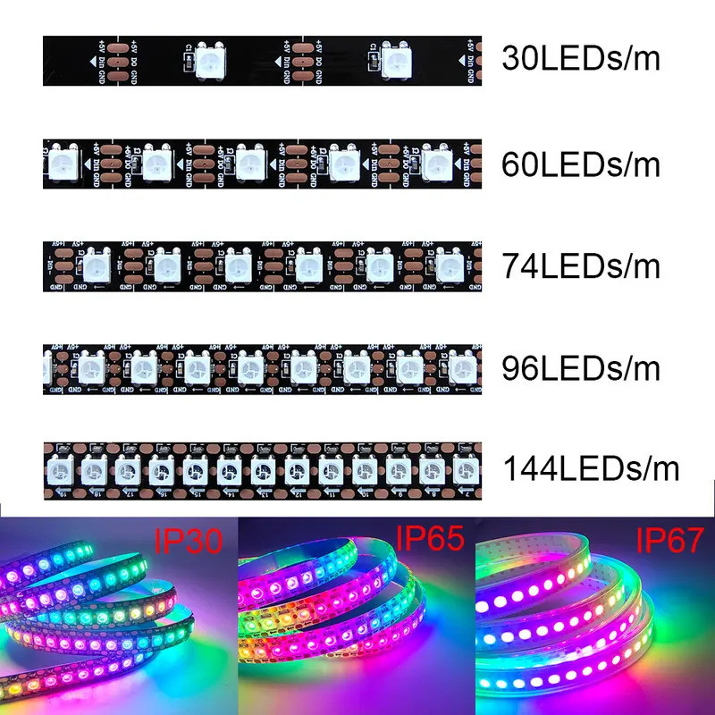 5V WS2812B WS2812 Digital Flexible Individually Addressable Pixel Led ...