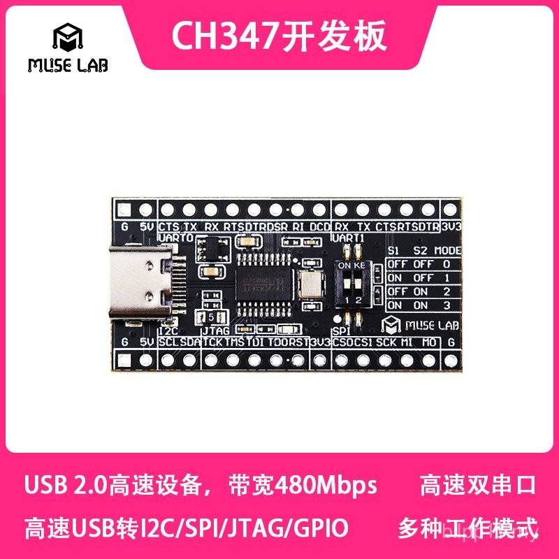 Modul Papan Pembangunan CH347 USB Kelajuan Tinggi ke UART/I2C/SPI/JTAG ...