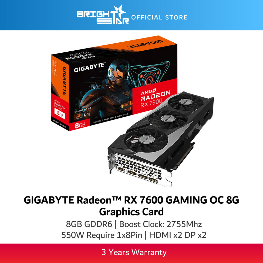 GIGABYTE Radeon RX 7600 GAMING OC 8G Graphics Card | Shopee Malaysia