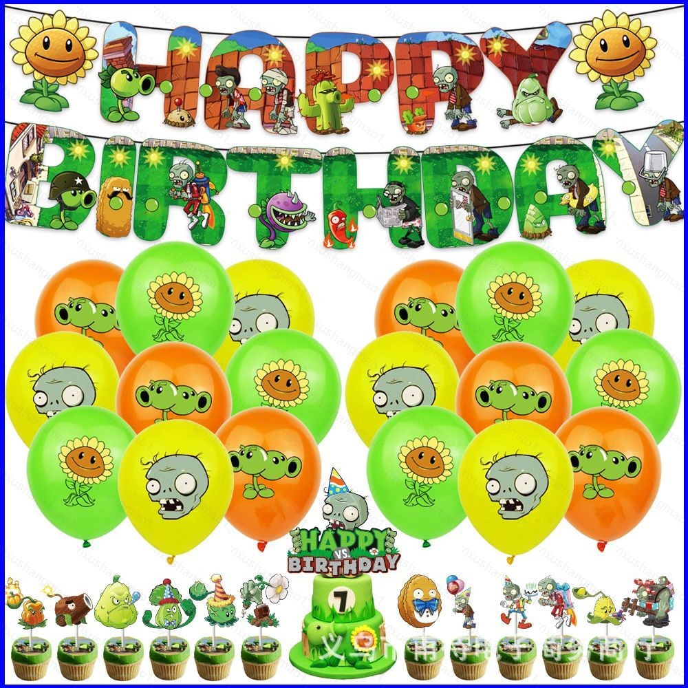 Plants vs Zombies Theme kids birthday party decorations banner cake ...