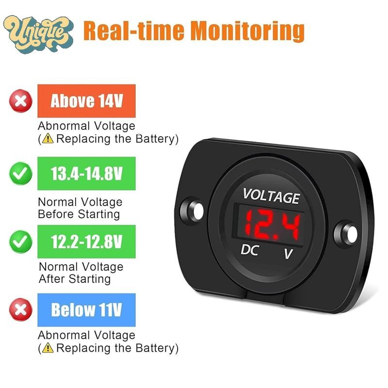 (Unique) Digital Voltage Meter 12-24V Waterproof Round Meter Car ...