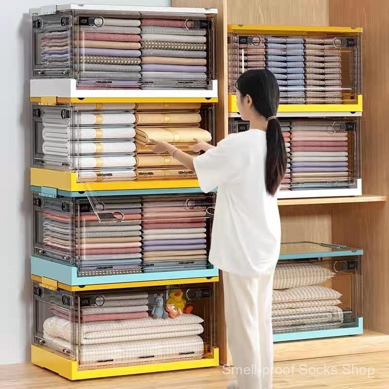 Foldable Storage Box Stackable Storage Drawer Cabinet Wardrobe Home ...