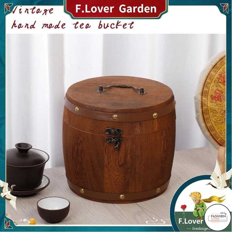 LF ⭐ Vintage Retro Canister Mini Wooden Tea Leaf Barrel Tea bucket W ...