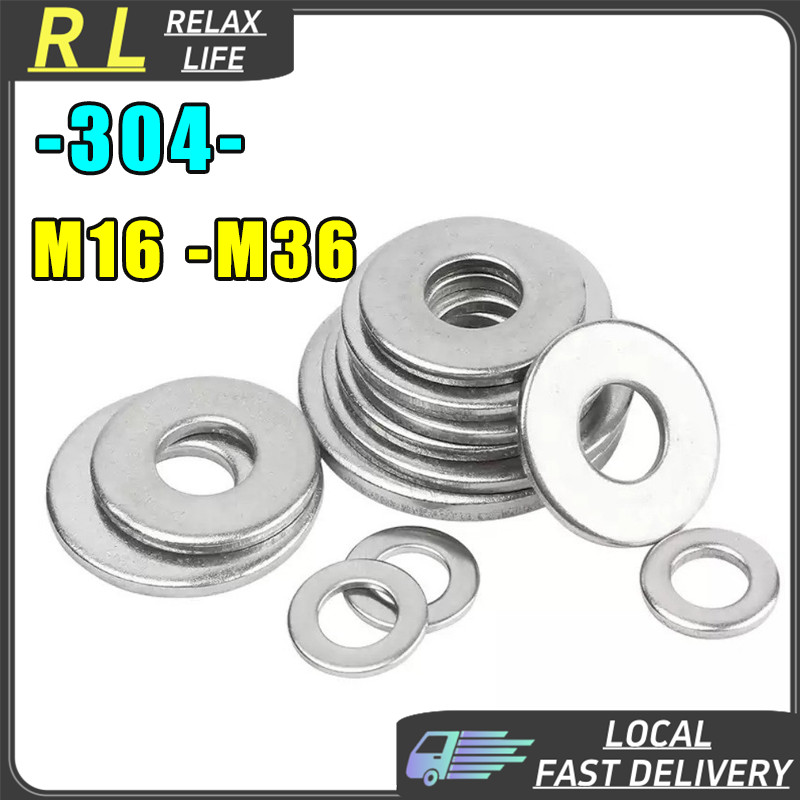 [RL] M16-M36 Flat Washer 304 Stainless Steel Round Washers Big Gaslet ...