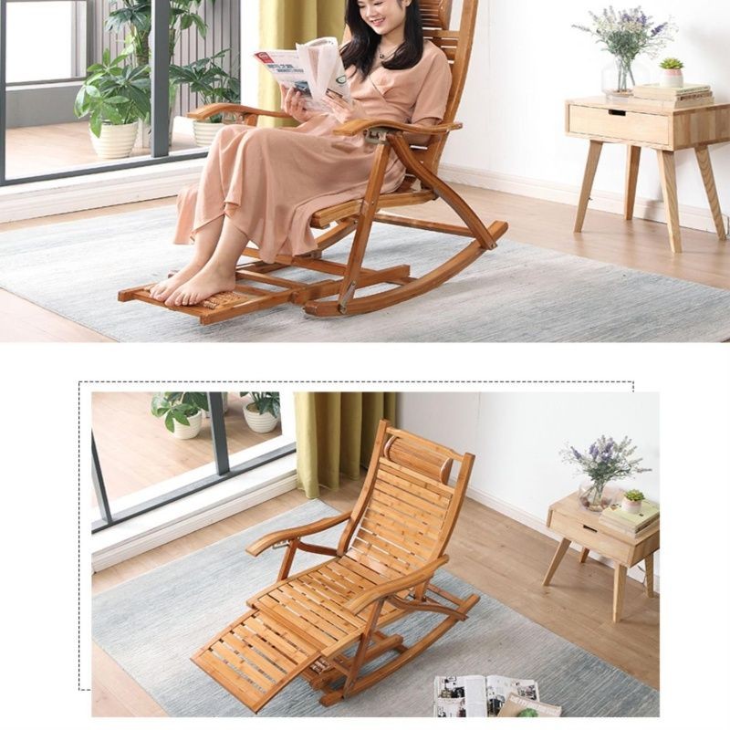 Bamboo Rocking Chair Reclining Chair Adult Home Balcony Lazy Rattan ...