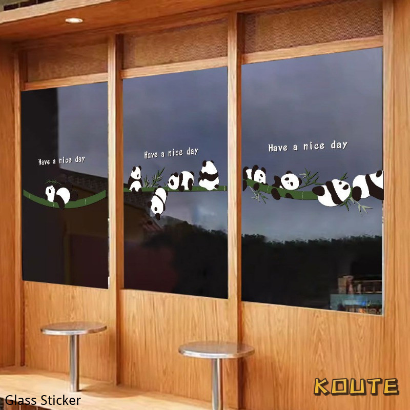 Cartoon Panda Kitchen Glass Door Sticker Balcony Living Room Sliding ...