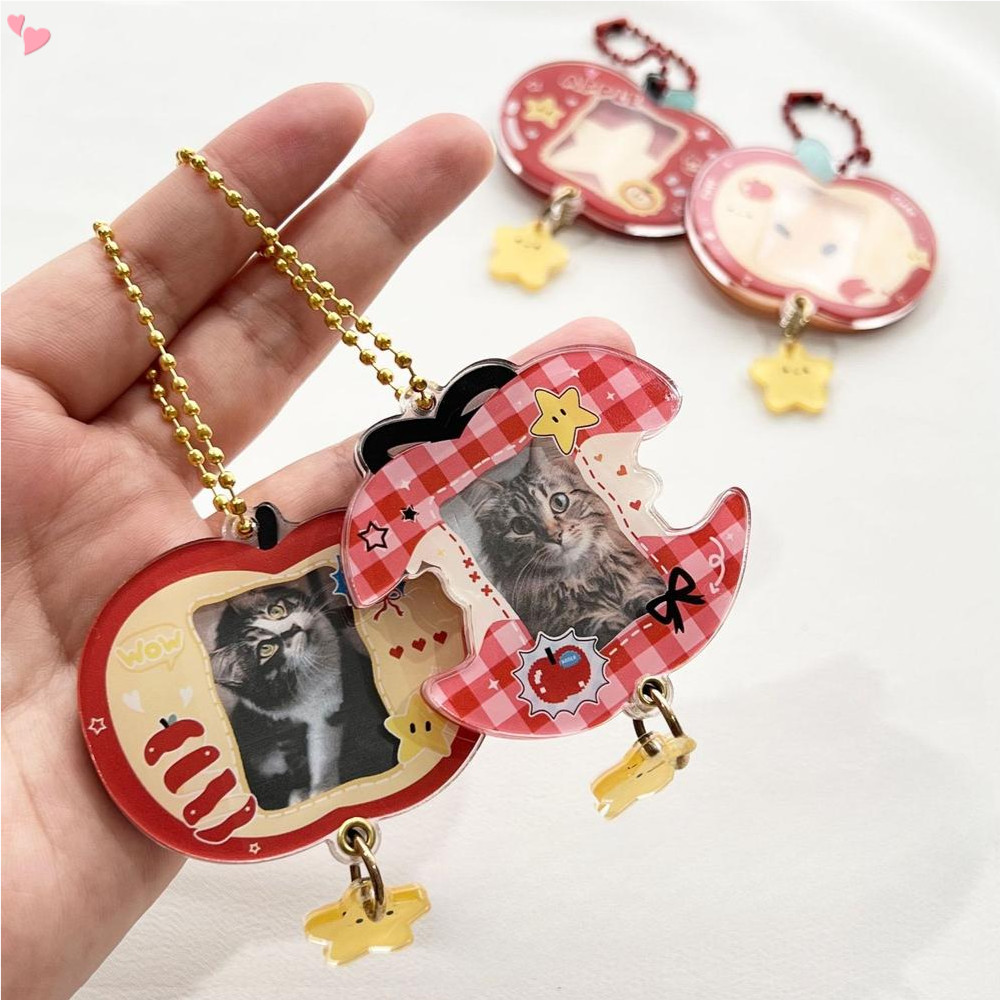 Personal Cartoon Keychain Compact Hanging Pendant Checkered Apple Core ...