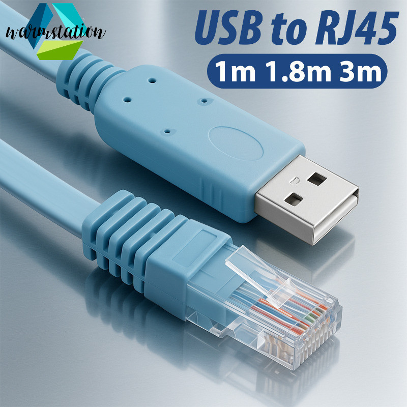 Compact Portable Sky Blue USB To RJ45 Ethernet Cord Console Debugging ...