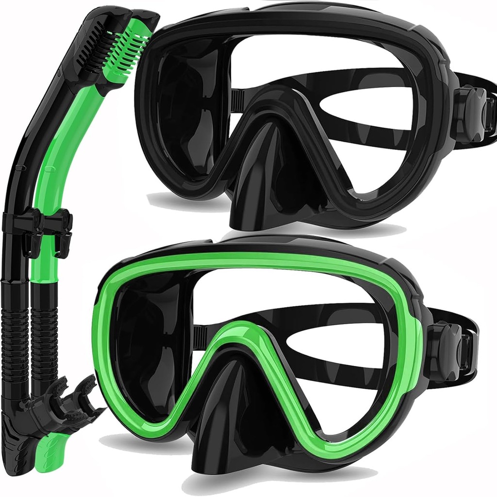 Bairuifu 2 Packs Dry Snorkel Mask Set Snorkeling Gear for Adults Scuba ...