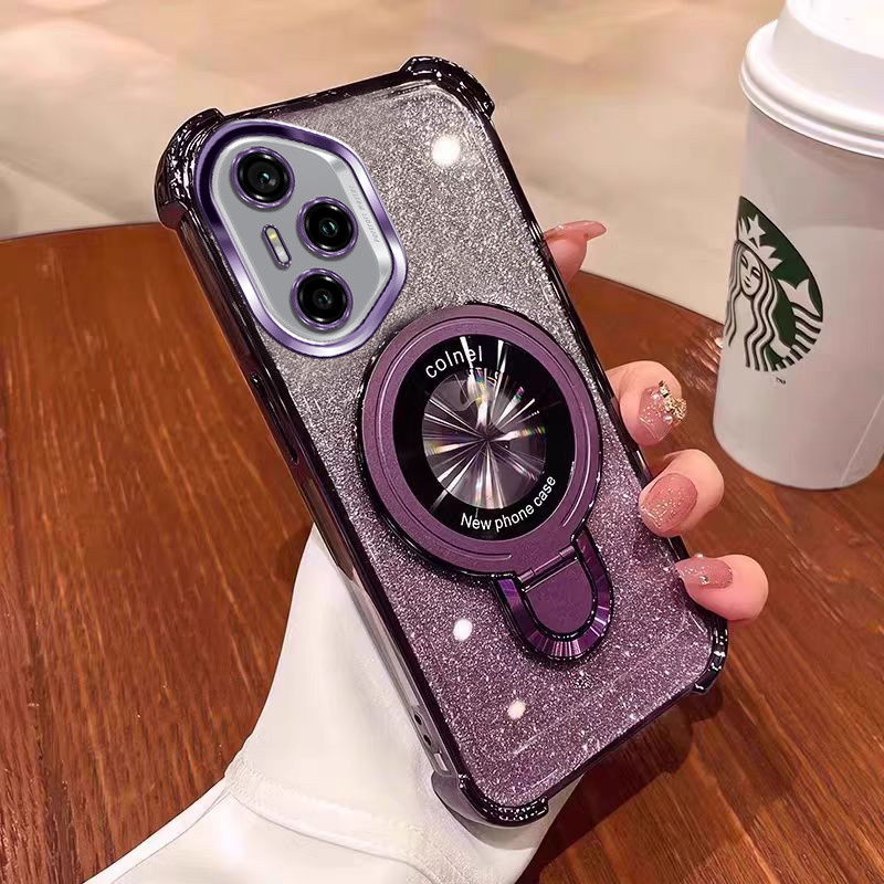 Coque Antichoc Avec Anneau Et Support Pour Honor 400 / 400 Pro / 400 Lite - Noir - Polycarbonate Renforcé