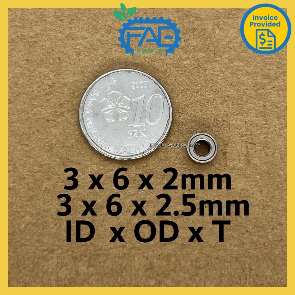 Bearing MR63 ZZ 3x6x2.5mm MR63K2OP HQ 3x6x2mm MR63K2ZZ 3x6x2mm | Shopee ...