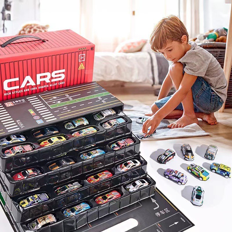 48 PCS Mini Alloy Racing Car Toys Car Model Set Kids Tin Car Pull Back ...